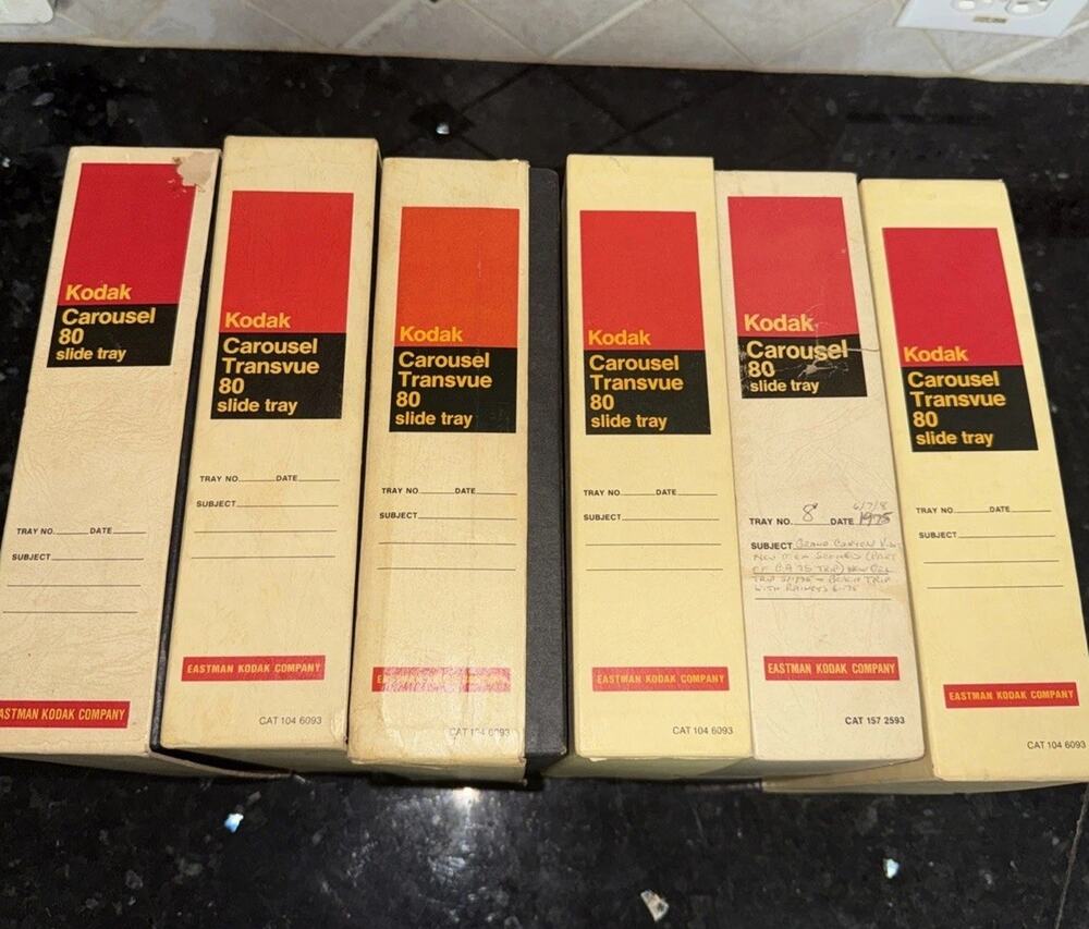Vintage Kodak Carousel 80 Slide Projector Per Trays Original Box Lot of 6